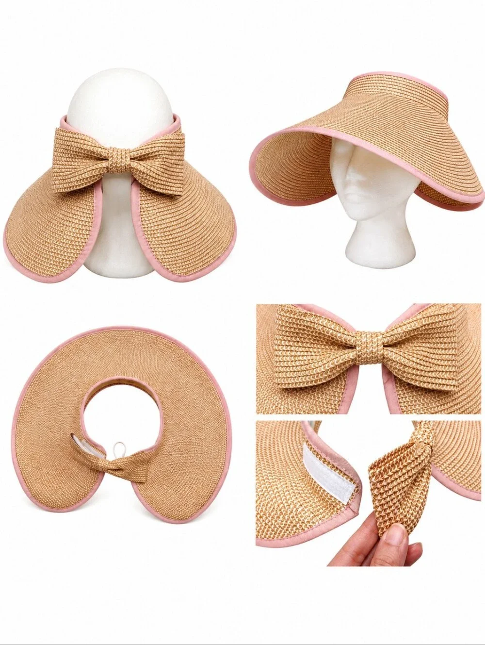 David & Young PONYFLO Bow Sun Hat – Tan & Pink | OSFM